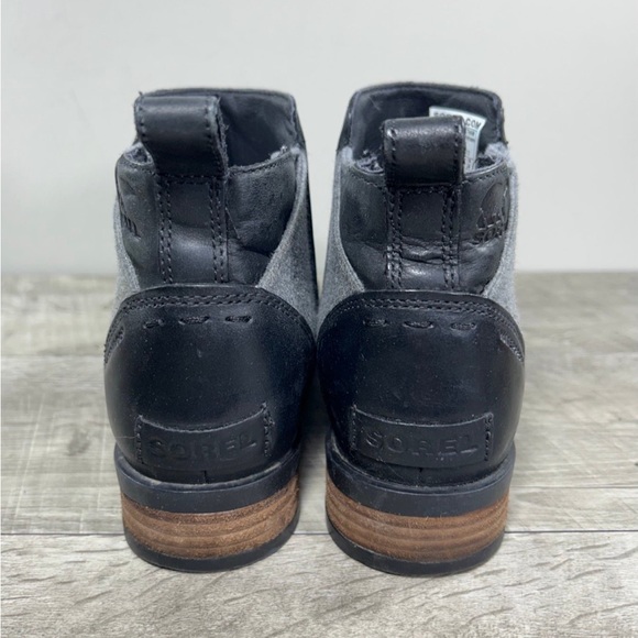 Sorel NL3718 Emilie Cheslea  Black Leather Women’s Ankle Booties Boots Size 7 - Picture 6 of 9